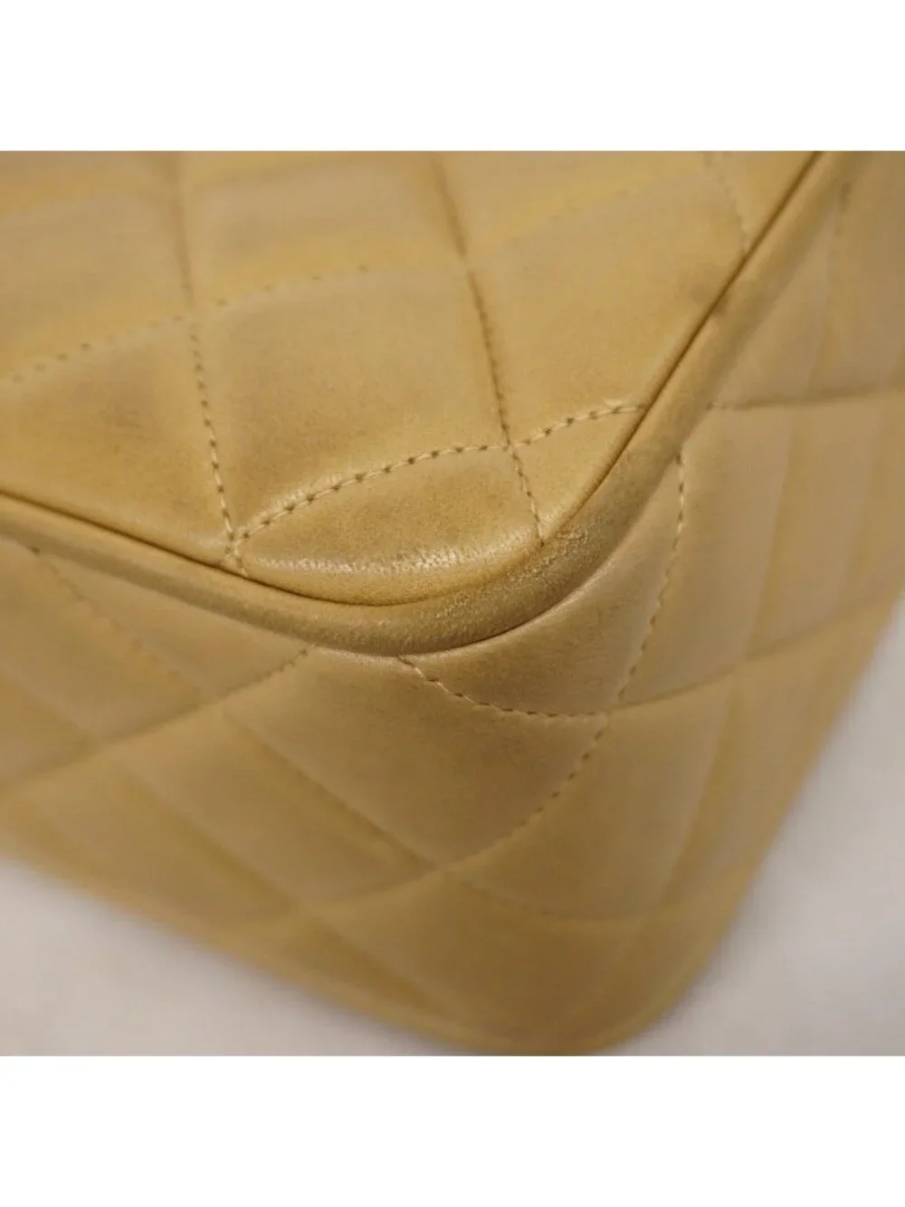 Chanel Shoulder Bag Quilted Brilliant Lambskin Beige Gold